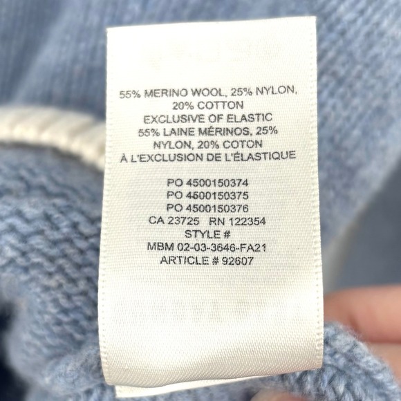 Aritzia Sunday Best Lamora Cardigan Sz M Blue Cream Striped Varsity Sweater Wool - Picture 4 of 12